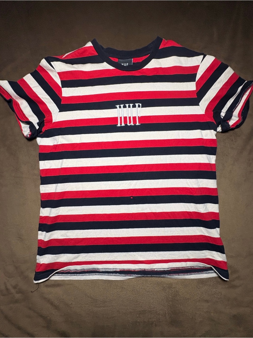HUF Striped Skate Tee – Red, Black & White – Youth Large